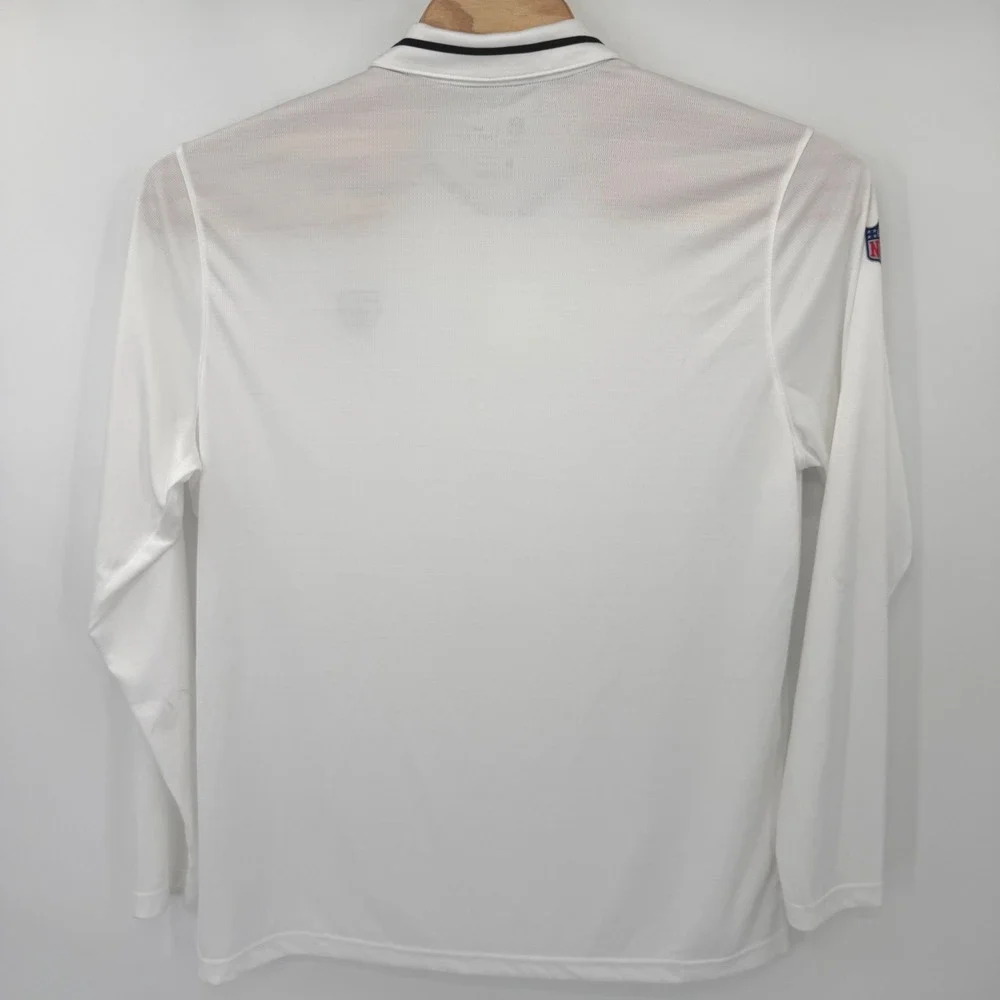 Nike Polo Shirt Mens XL White Las Vegas Raiders NFL Onfield Dri-FIT Long Sleeve